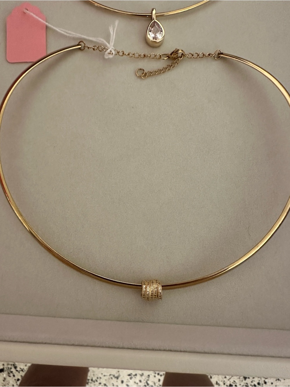 Elegant Gold Choker Necklace with Pavé Accent